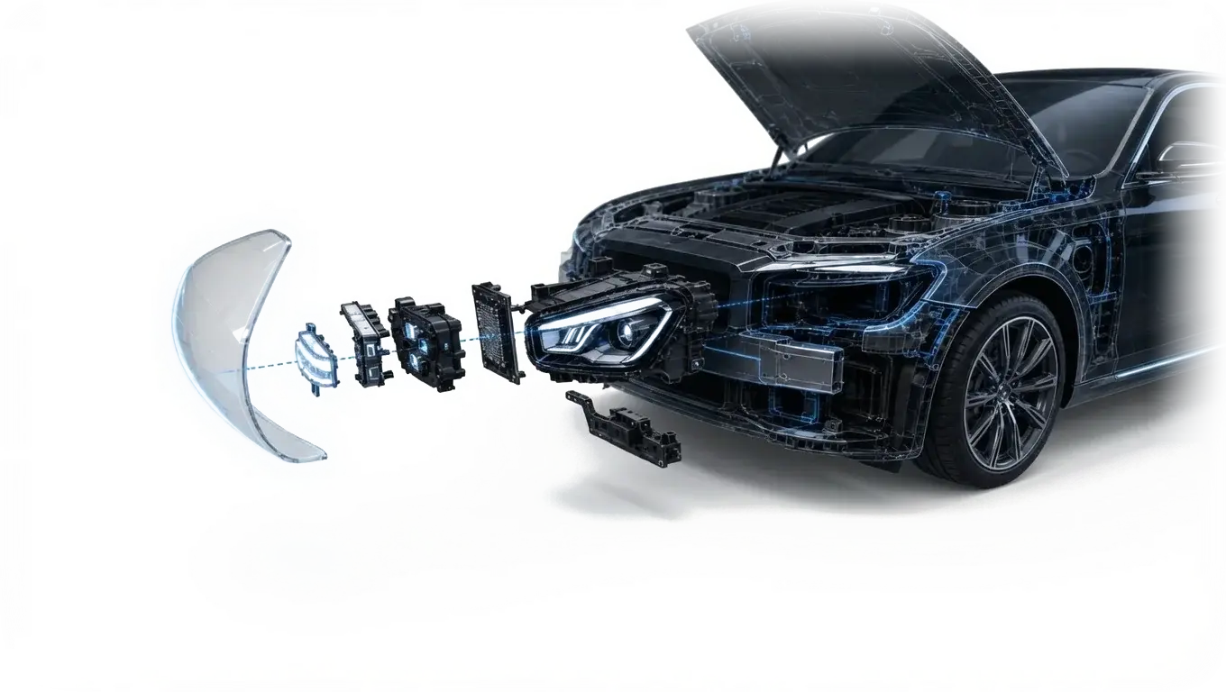 Servis farova - prikaz rastavljenog auto fara